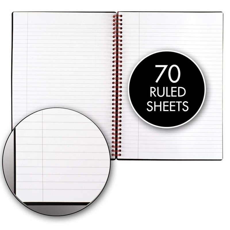 Black n' Red Twin Wire Poly Cover Notebook, 8-1/4" x 5-7/8", Black/Red, 70 Ruled Sheets, Sold as 6 Pack (C67009) - Image 4